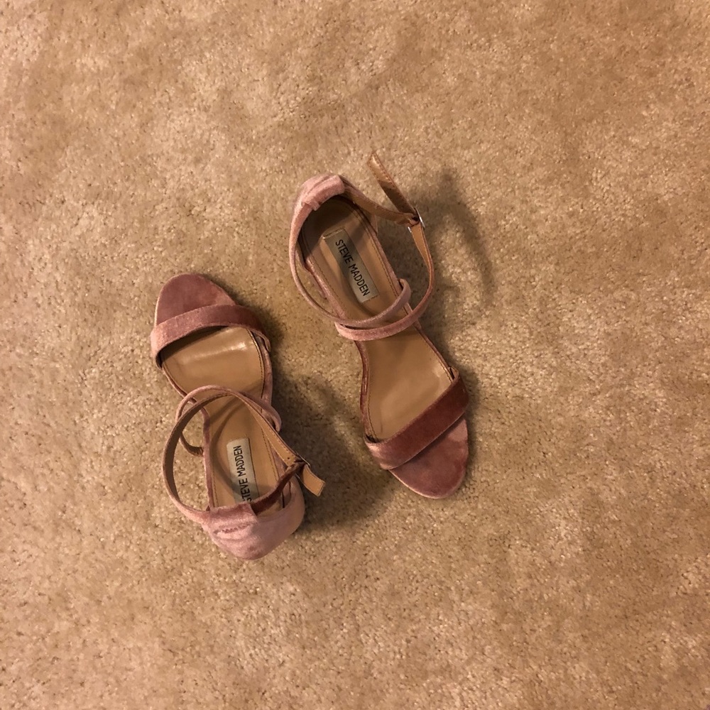 Blush pink velvet Block heel - Steve Madden